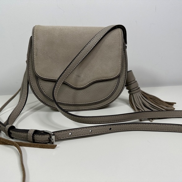 Rebecca Minkoff Mini Sydney Gray Leather Suede Crossbody Bag Purse - Picture 1 of 14